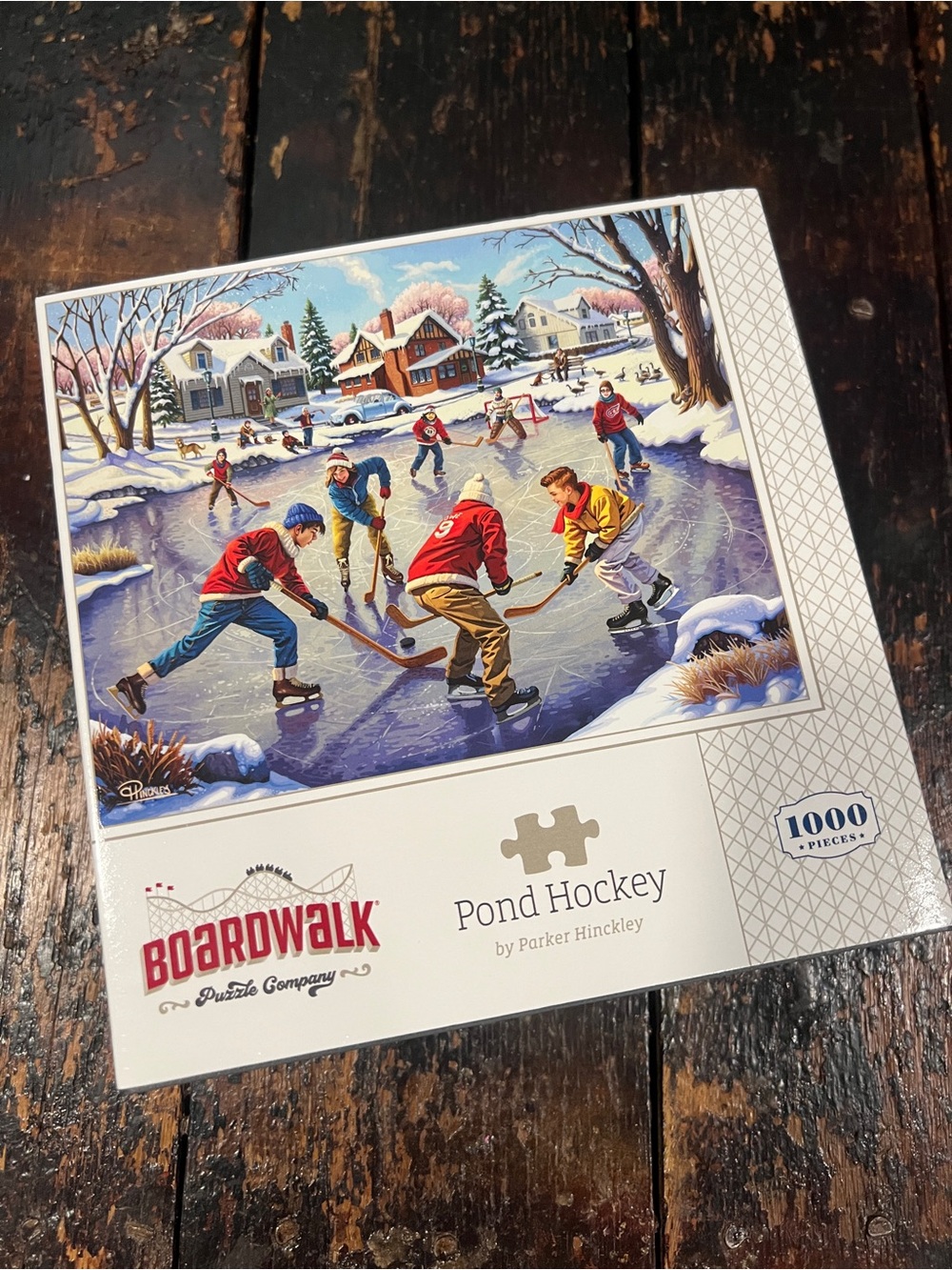 NEW Boardwalk Pond Hockey 1000-Piece Puzzle - Red & Blue Artwork